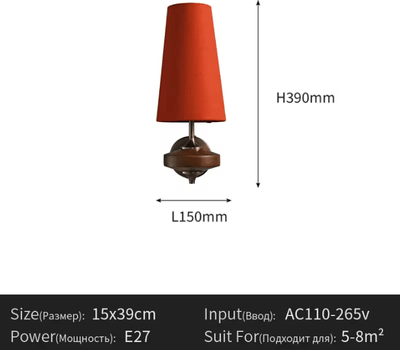 Inspire Curations French Vintage Solid Wood Wall Sconce 1 Lights red warm Light