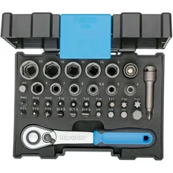 Gedore, Bits, 666-U-20 Bit-Steckschlüsselbox mit Knarre 1/4" 35-teilig
