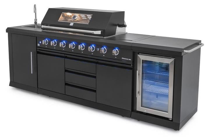 Buitenkeuken G21 Arkansas Black met 8 branders en koelkast