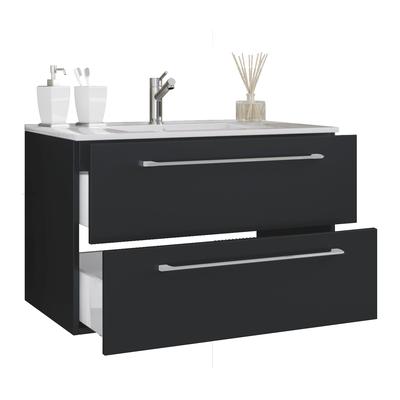 Waschtisch VCM "2-tlg. Waschplatz Waschtisch Badinos 2 Schublade", schwarz, B:60cm T:46cm, Waschtische, Waschtisch