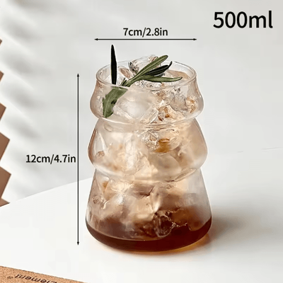 Inspire Picks INS Style Transparent Glass Coffee Mug Heat Resistant Ripple Tumbler For Cocktails And Beverages 1 To 2 PCS s10 500ml