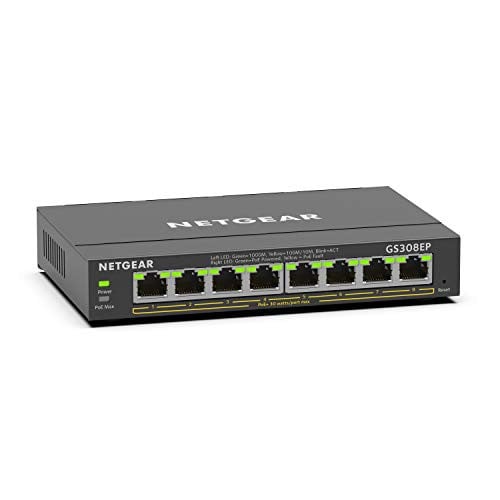 Netgear GS308EP Managed 8-Poorts Gigabit Ethernet PoE+ Switch, Zwart