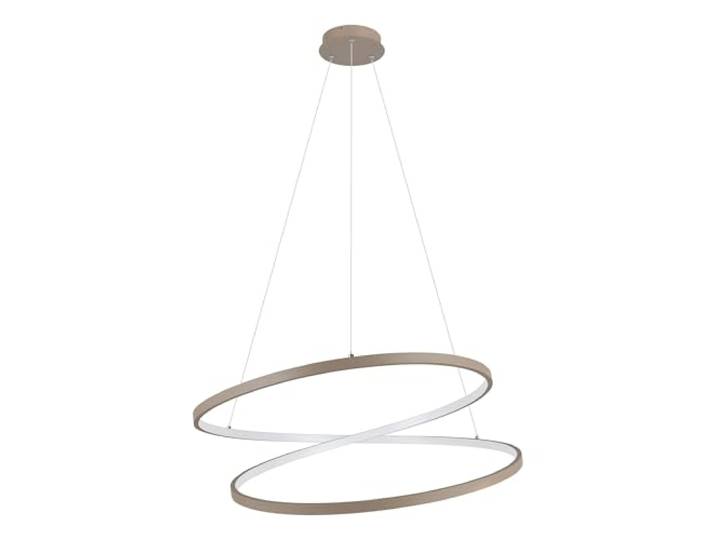 Eglo Suspension luminaire LED Ruotale\, lampe à susprendre pour table à manger\, lustre chambre et salle à manger\, anneaux en métal couleur sable\, blanc chaud\, Ø 70 cm