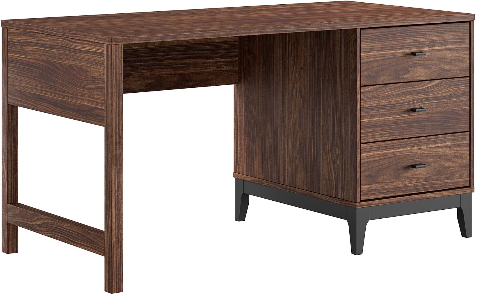 Schreibtisch VIPACK "Ilyas, mit großer Schreibplatte 140 x 70 cm, gradliniges Design", braun (nussbaum dekor, nussbaum dekor, nussbaum dekor), B:140cm H:75cm T:70cm, Tische, Schreibtisch, pflegeleichte Melamin Oberfläche in Nussbaum Dekor