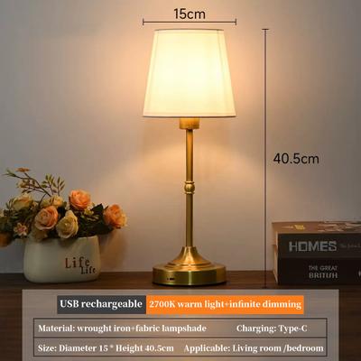 Friendly Fresh Finds Rechargeable Cordless Table Lamp Touch Dimmable Fabric Bedside Lamp For Bedroom Living Room 1pcs