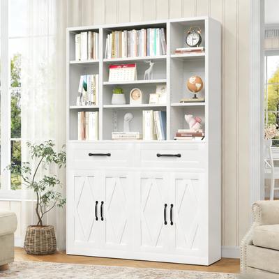 Kodotan sofa "71"" Tall Bookcase with Doors, Drawers & Adjustable Open Shelves, Metal Storage Cabinet for Home Office, Living Room"
