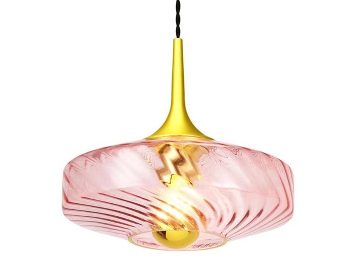 Suspension led verre diamètre 28cm rose