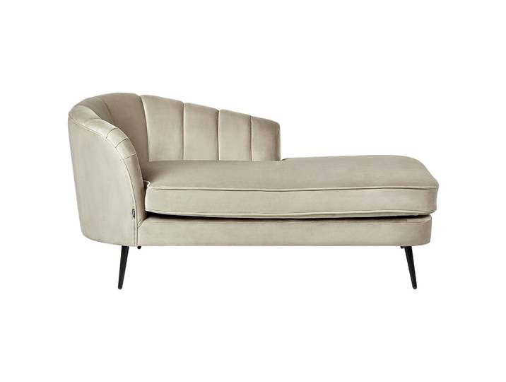CHAISELONGUE Samtstoff beige linksseitig Allier
