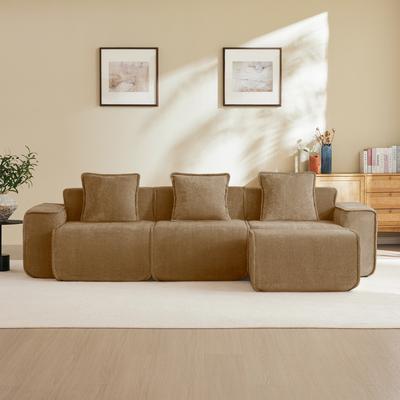 Kodotan sofa Streamlined Design Modular 3 Seat L Shape Sectional Boneless Sofa, 3-Seat Sofa Couch & 1 Movable Ottoman