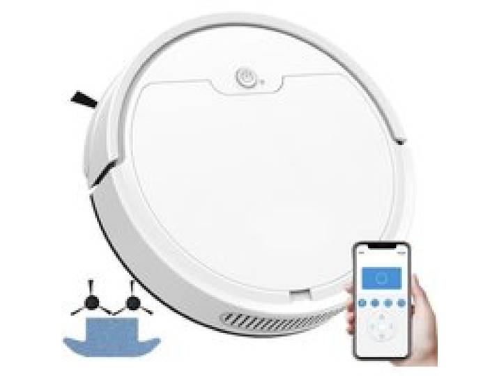 Aspirateur Robot Robot Aspirateur Mince 1800Pa Aspiration Puissante 3 en 1 80 min dAutonomie 3 Modes de Nettoyage