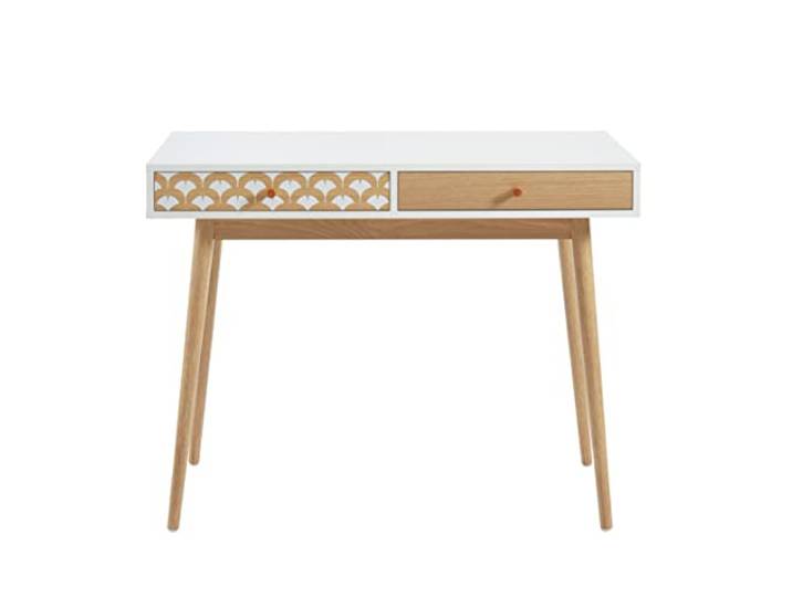 BAÏTA - Bureau Utah Blanc et Effet chêne 100cm
