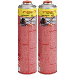 2x Rothenberger Industrial Doppelpack Multigas 300 Gaskartusche 338g Schraubgewi...