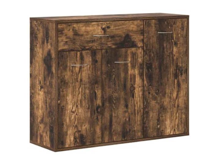 Makastle Sideboard Räuchereiche 88x30x70 cm Holzwerkstoff mit 1 Schublade und 3 Türen