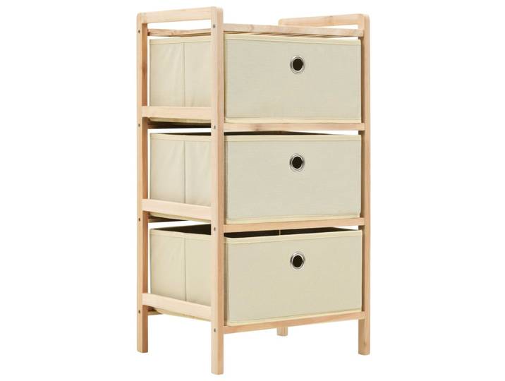 vidaXL Korb-Kommode mit 3 Stoffkörben Zedernholz Beige