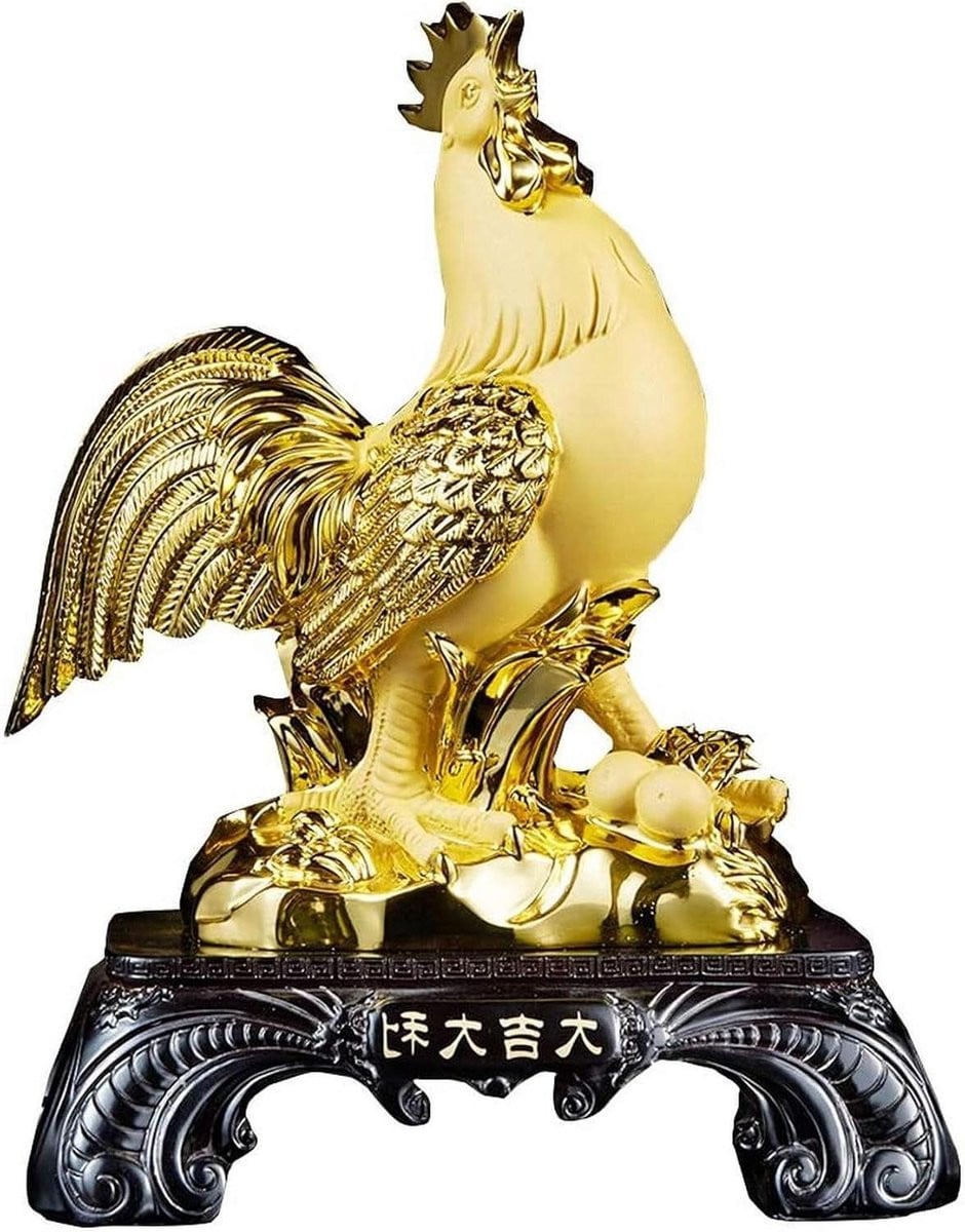 Haan Beeldje Chinees Ornament Feng Shui Bureau Decoratie Multicolor