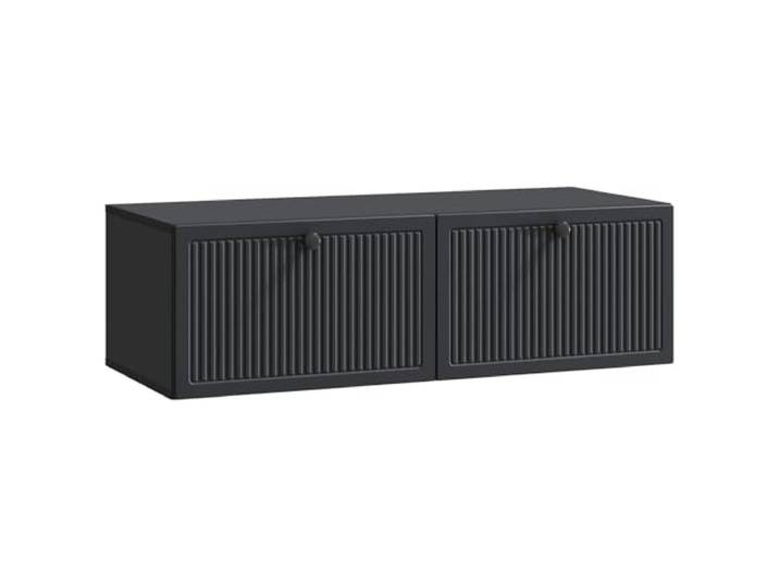 KUPTYERFG TV Board Wandhängend Schwarz 98x41x30 cm Lowboard Schwebendes Phonoschrank Design für Wohnzimmer und Schlafzimmer mit 2 Klapptüren und Metallknöpfen für Ordnung.