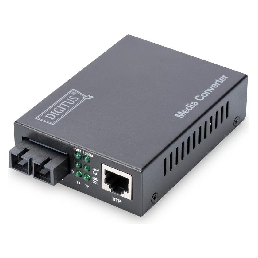 Digitus Gigabit Medienkonverter 10/100/1000Base-TX zu 1000Base-SX Inkl Netzteil SC Buchse duplex multimod... (DN-82120-1)