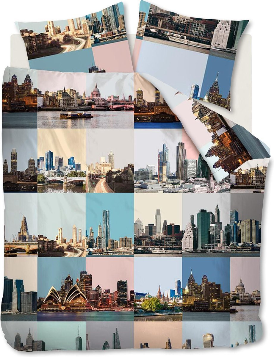 Ambiante City Fragments Dekbedovertrek Tweepersoons Pastel 200x220 cm