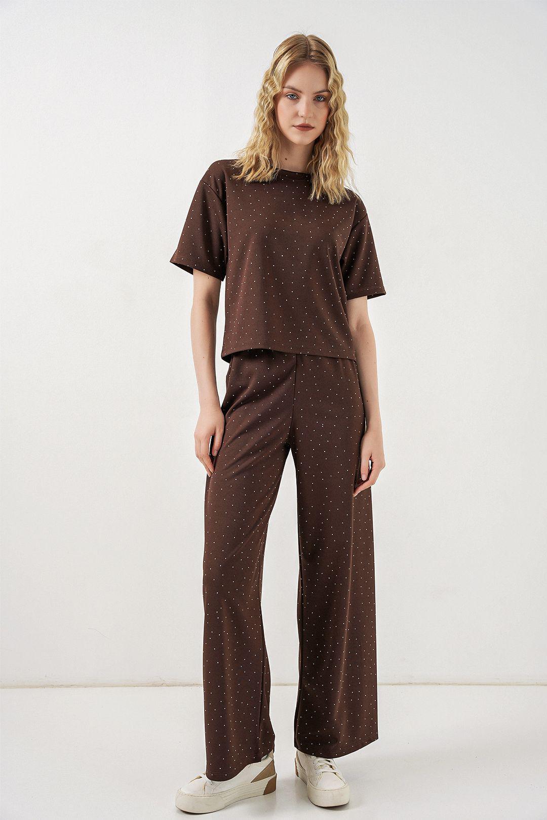 Polka-Dot-Printed Rundhalsausschnitt T-Shirt
