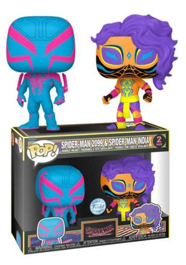 Funko Pop! Spider-Man: Across the Spider-Verse Spider-Man 2099 & Spider-Man India exclusieve editie met blacklight-effect