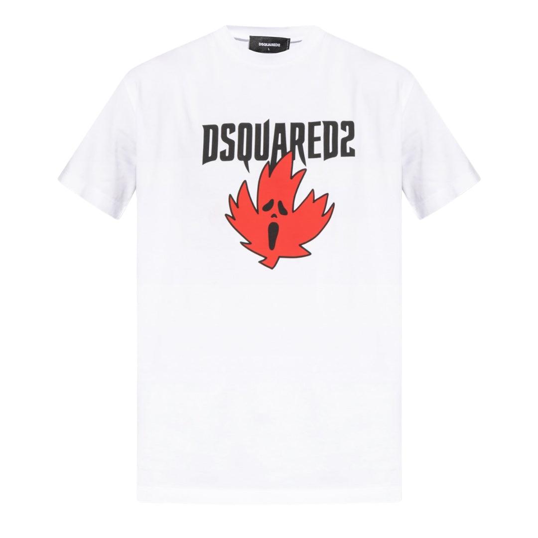 Dsquared2 Ghost Maple Leaf Cool Fit Wit T-shirt