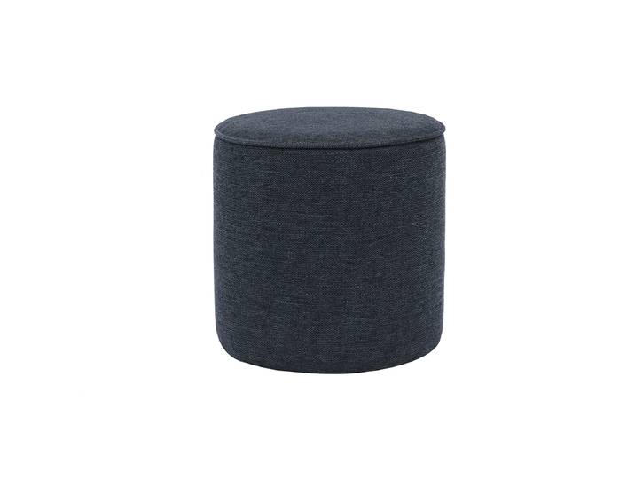 Pouf rond en tissu effet velours texturé bleu foncé D40 cm PAUL