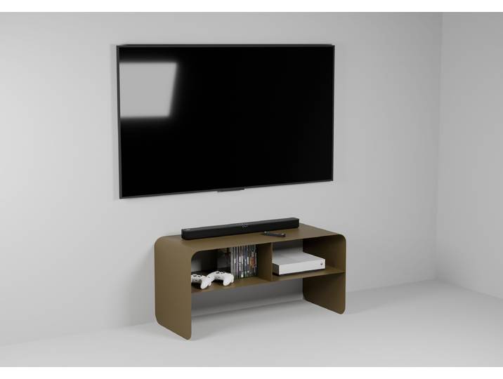 Meuble TV Lounge Acier, thermolaqué Cuivre/Bronze 90 x 44 x 37cm