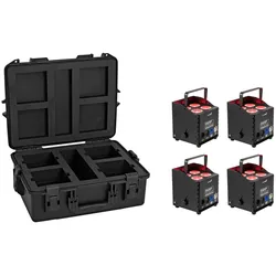 EUROLITE Set 4x AKKU UP-4 QCL Spot QuickDMX MK2 + Kunststoffcase