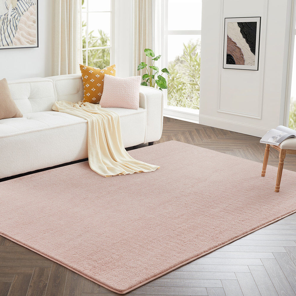 17 Stories Luxury Pashmina Rug High Low Pile Bedroom Carpet Light Pink 200x290 cm