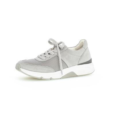 Keilsneaker GABOR, Damen, Gr. 40, Textil, grau (hellgrau), Textil, Veloursleder, Schuhe Sneaker, in sportivem Design, Freizeitschuh, Halbschuh, Schnürschuh