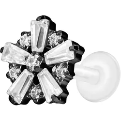 PTFE Labret mit Innengewinde + Titan-Aufsatz SCHNEEFLOCKE