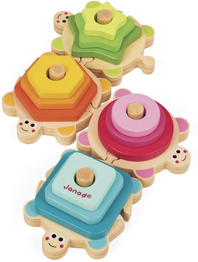 Steckspielzeug JANOD "Schildkröten", Baby, bunt, Sperrholz, Steckspielzeug Steckspielzeug bunt Einheitsgröße