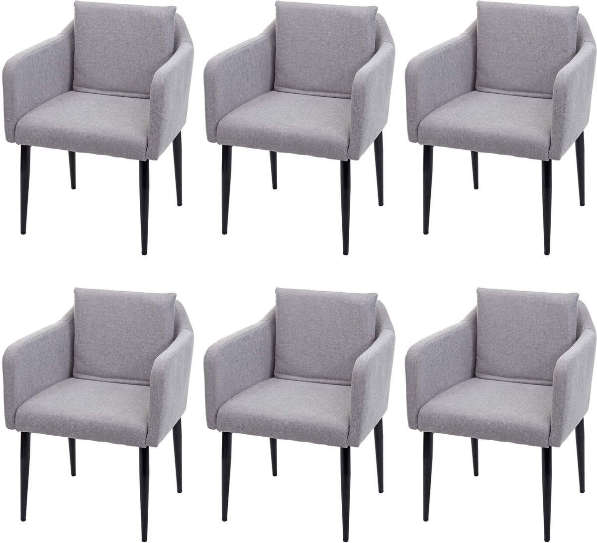 Set van 6 MCW eetkamerstoelen fauteuil in lichtgrijs textiel