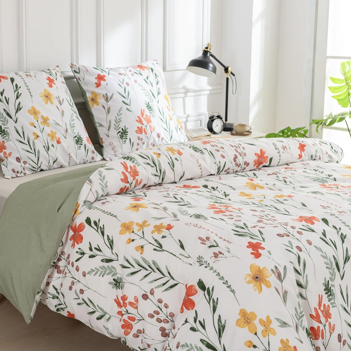 Omgoods Dekbedovertrekset met Bloemenpatroon, 3 stuks, 240 x 220 cm