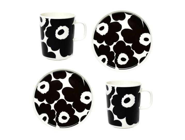 Marimekko Set de petit-déjeuner Unikko Blanc-noir