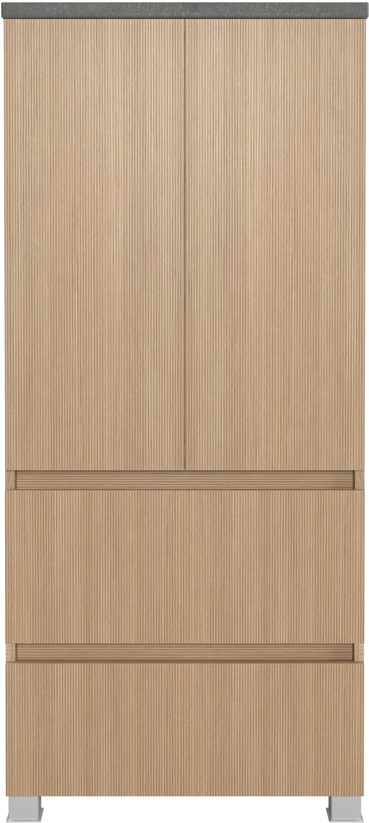 Midischrank WELLTIME "EIXO, 2 Türen, 2 verstellbare Einlegeböden, 2 Softclose-Auszüge", braun (eiche hell), B:60cm H:131cm T:35cm, Holzwerkstoff, Schränke, Midischrank eiche hell Eiche hell, B/H/T: 60cm x 131cm x 35cm, Schubladen: 2 Stk. Türen: 2 Stk. Ste