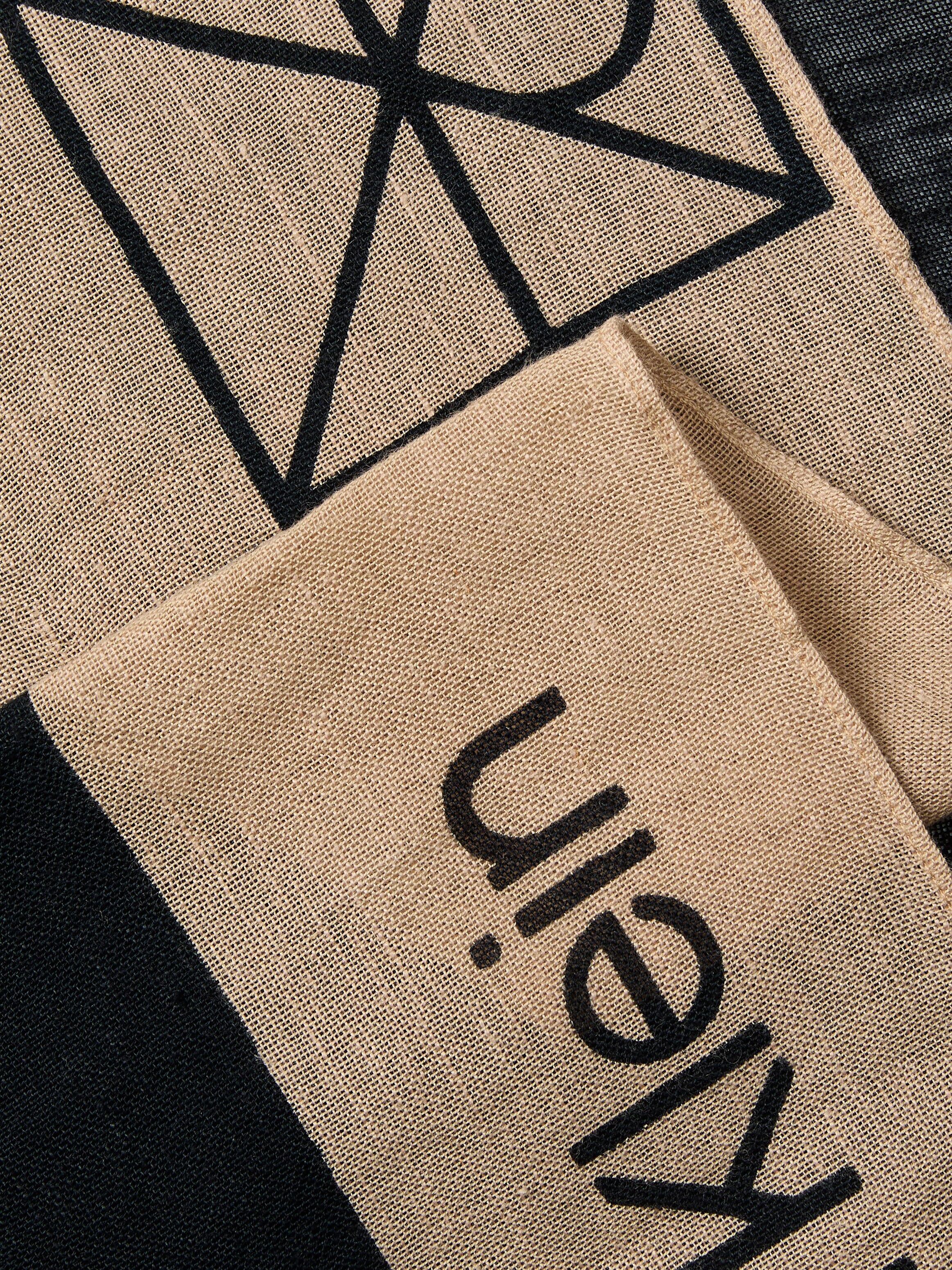 Modetuch CALVIN KLEIN JEANS "LINEN BLEND EMBLEM PAREO SCARF", Damen, beige (schwarz, incense), Web, Materialmix, unifarben, Modetücher Modetuch, Mit Farbkontrasten schwarz, incense Einheitsgröße