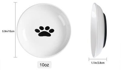 Uplift Picks Anti Tip Porcelain Cat Food Bowl With Silicone Base a (with Black Silicon)
