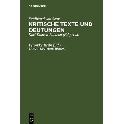 Leutnant Burda, Gebundene Ausgabe von Veronika Kribs, De Gruyter, 978-3-484-10735-9