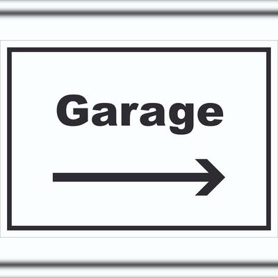 HB-Druck Garage Schild mit Text und Richtungspfeil rechts Auto Stellplatz waagerecht A6 (105x148mm)