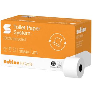 Satino Toilettenpapier HiCycle, 315540, JT3, 2-lagig, Recyclingpapier, 724 Blatt, 24 Rollen