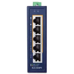 Planet IP30 Compact size 4-Port (5 Ports), Netzwerk Switch, Blau