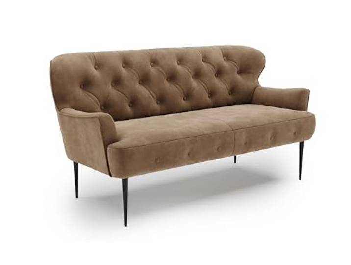 CAVADORE 2,5-Sitzer Küchensofa Amba, Trendige Sitzbank für Küche oder Esszimmer / 173 x 97 x 87 / Hochwertiges Mikrofaser: Hellbraun