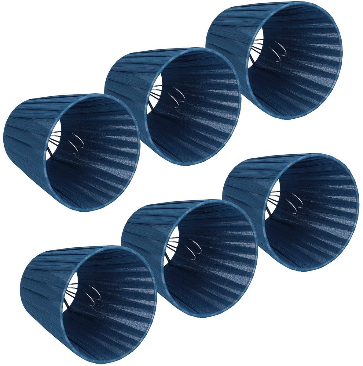 Dailygoody Set van 6 Moderne Cilinder Lampenkappen - Blauw - Metaal en Textiel