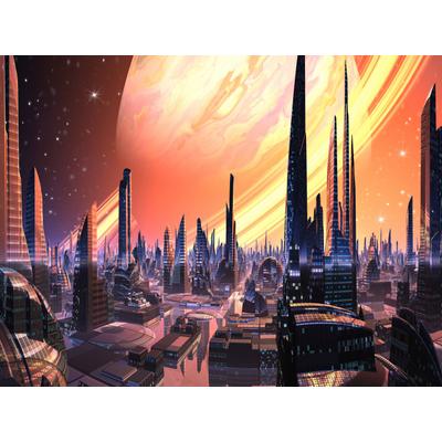 Fototapete PAPERMOON "PLANETEN-FUTURISTISCH WELTRAUM MOON GALAXIE UNIVERSUM", bunt, B:4m L:2,6m, Vlies, Tapeten
