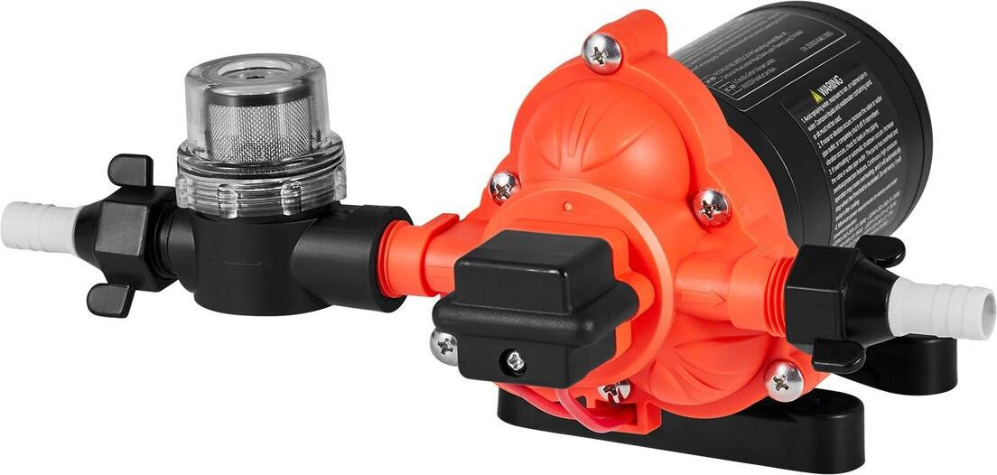 VEVOR RV-waterpomp, 12V DC, 15,1 liter/minuut, zelfaanzuigende membraanwaterpomp met 3 chambers en automatische drukregelaar, 40 PSI, voor campers, caravans, boten en auto's