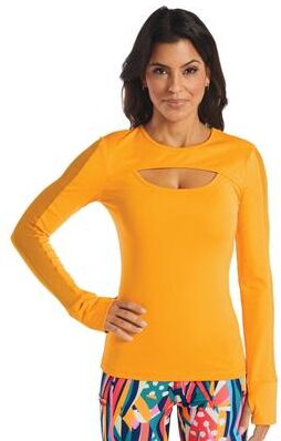 VEVO ACTIVE Cutout Active Top (Size 2X) Zinnia, Polyester,Spandex