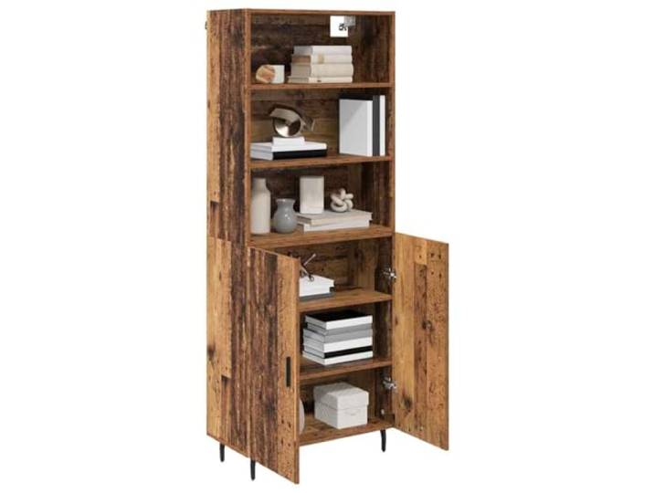 KTHLBRH Anrichte aus Holz, 69,5 x 34 x 180 cm Schichtholz und Glas, 2 Türen, 120 kg Tragkraft, interne Einlegeböden, Rückseite fertig