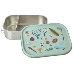 RICE Edelstahl-Lunchbox Brotdose mit Trennwand Sports – Large, 24 x 16,5 x 6 cm