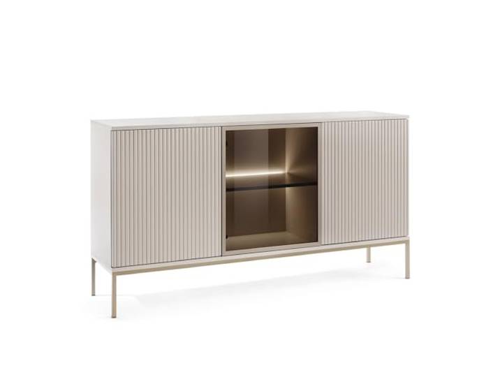 Masseno Kommode SENTIERO 154 cm, Sideboard mit 3 Türen, für Wohnzimmer, Schlafzimmer, Modern 154x39x83 cm, Kaschmir/Kaschmir